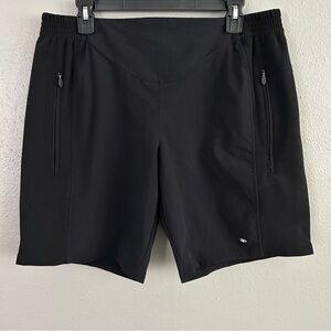 ASSOS Of Switzerland Black Track Shorts Size XL Elastic Waist Zippered Pockets
